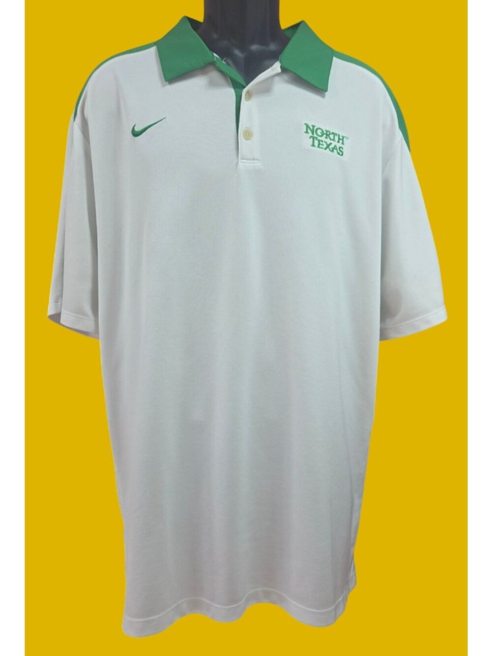Nike North Texas Dri-Fit Polo Shirt XXL White & Green